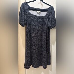 LOFT Dark Blue Dress with White Dots